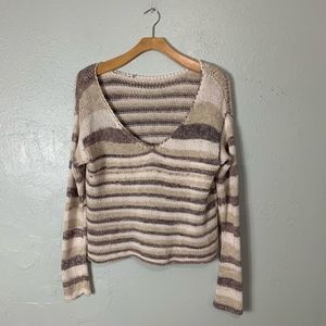 Handknit crocheted stripe sweater